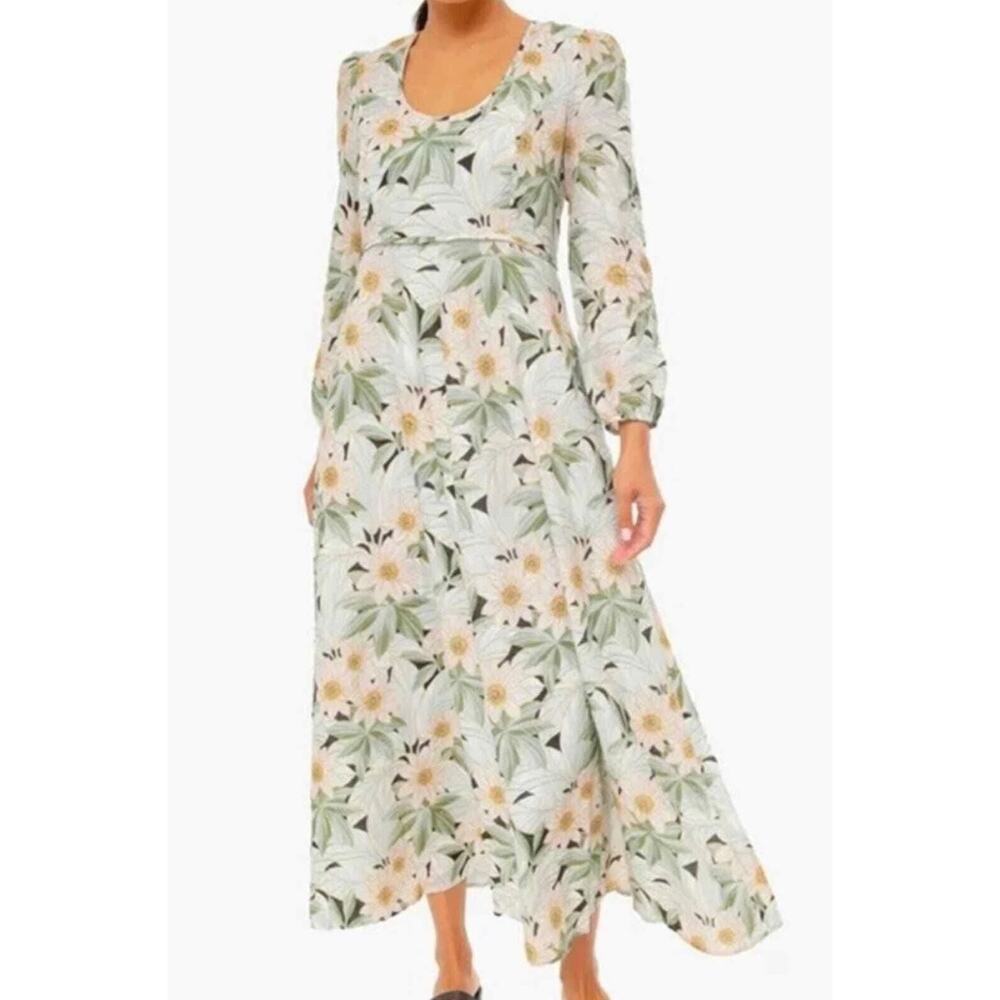 Tuckernuck Madison Des Fleurs Floral Linen Maxi Dress Pockets ‎ Size Medium